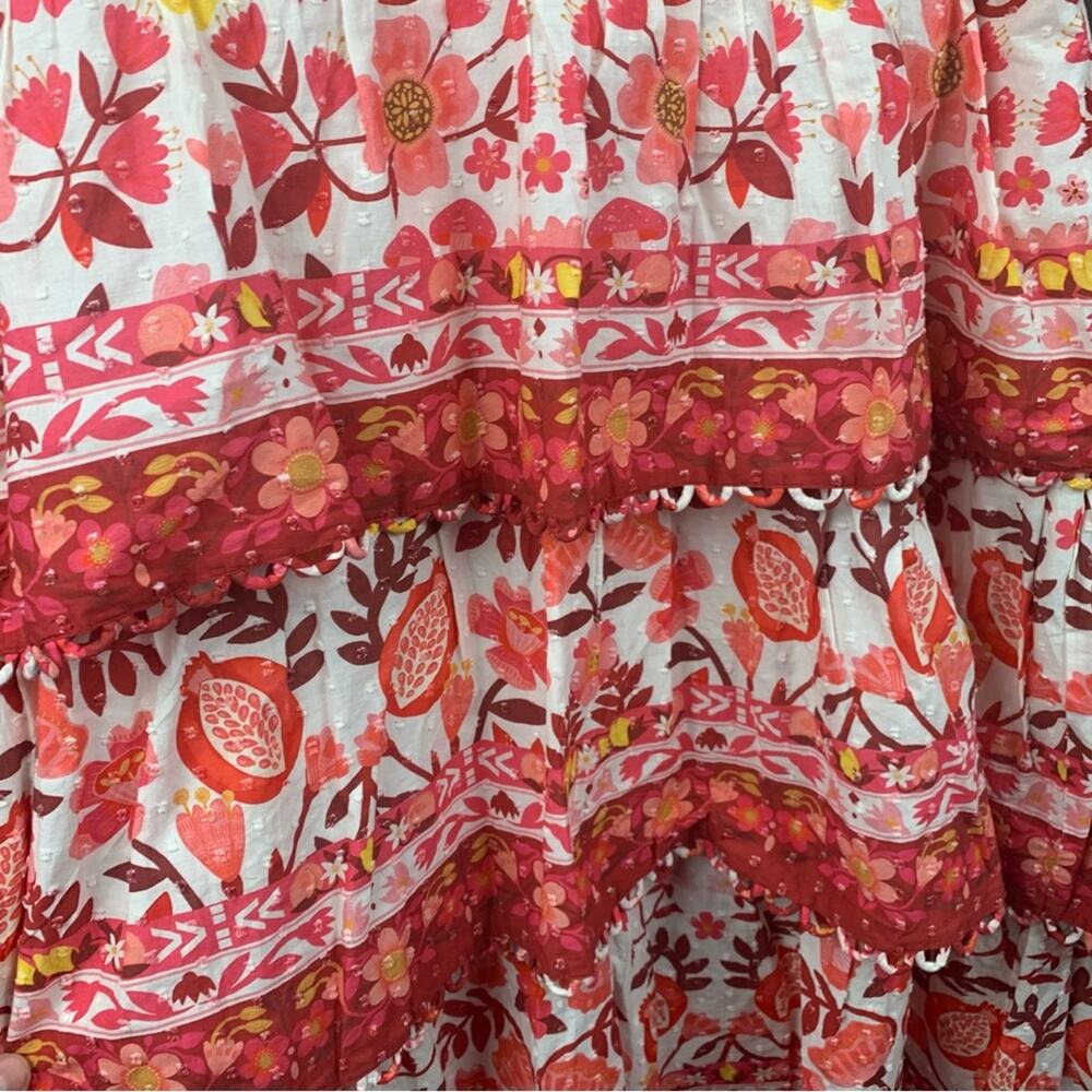 Farm Rio size XS romantic orchard tiered midi dress pink red white - Picture 8 of 15